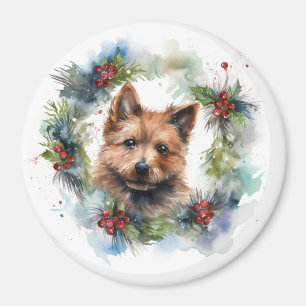 Íman Austrália Terrier Christmas Wreath Festivo Pup