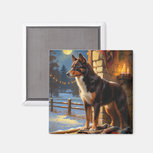 Íman Australian Kelpie Com Luzes De Natal Feriado