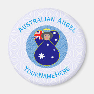 Íman Australiano Angel Blue Personalizado Branco