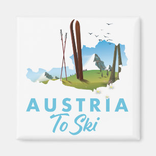 Íman Áustria para esqui. botão de cartaz