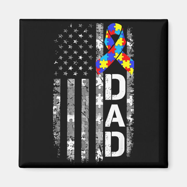 Íman Autism awareness dad usa flag fathers day  (Frente)