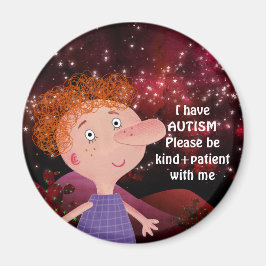 Íman AUTISM AWARNESS LAPEL Red Hair Boy Burgunde