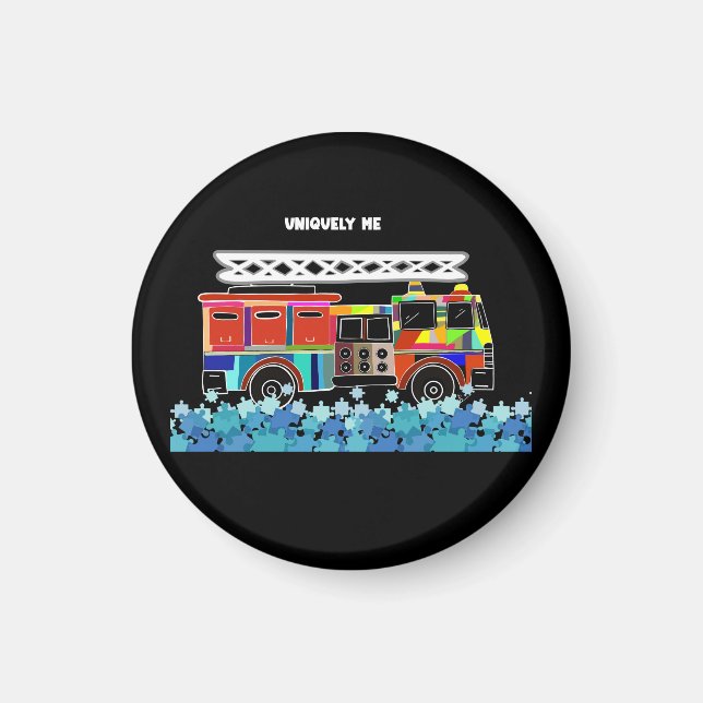 Íman Autism Firecaminhão quebra-cabeça (Frente)