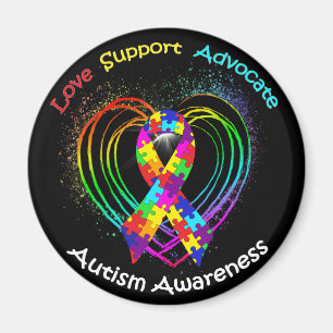 Íman Autism Ribbon on Heart: