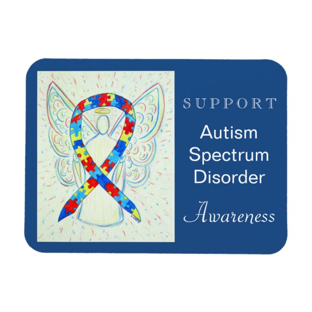 Íman Autism Spectrum Disorder (ASD) Ribbon Angel Magnet (Horizontal)