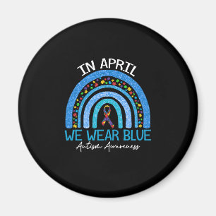 Íman Autismo Arco-Íris Em Abril Vestimos Autismo Azul