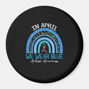 Íman Autismo Arco-Íris Em Abril Vestimos Autismo Azul
