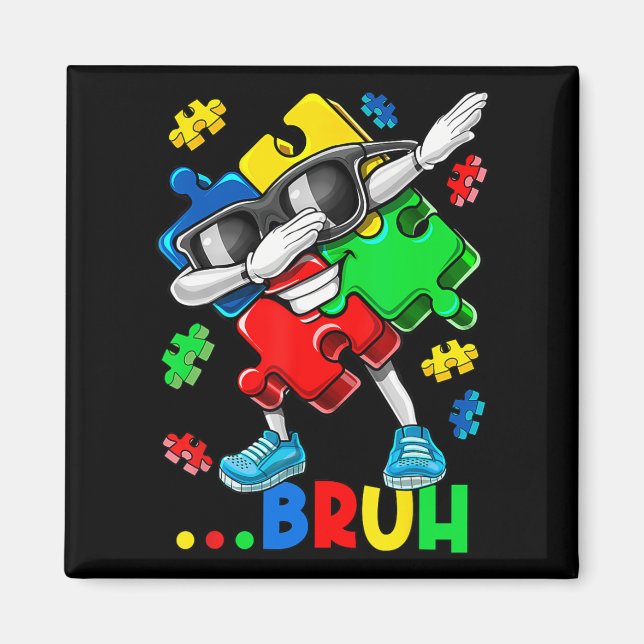 Íman Autismo Bruh Dabbing Quebra-cabeça Piece Autismo C (Frente)