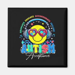 Íman Autismo Consciência Aceitação Sorriso Enfrentado T