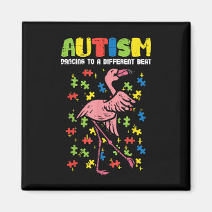 Íman Autismo Dançando Diferente Bata Flamingo Cute
