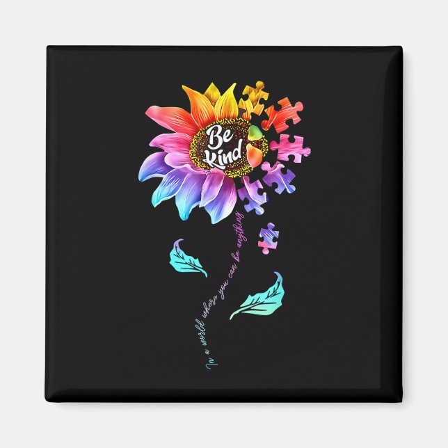 Íman Autismo De Girassol Seja Quebra-cabeça (Frente)