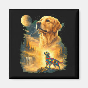 Íman Autismo golden retriever uivando para a lua anos 9