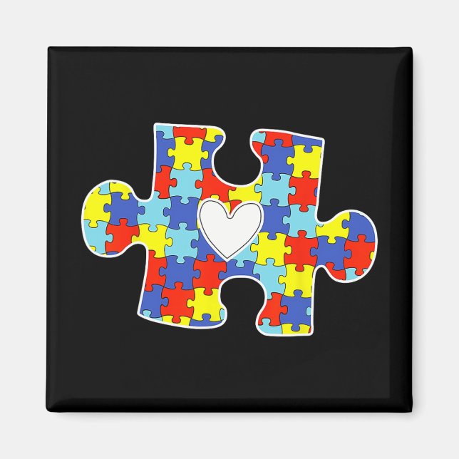 Íman Autismo Mãe Quebra-cabeça do Coração Piece Autismo (Frente)