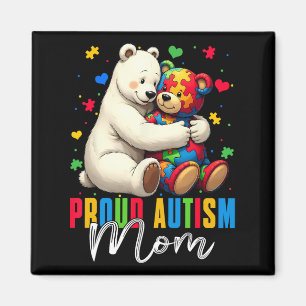 Íman Autismo Orgulhoso Mamãe Ursa Autismo Consciência T