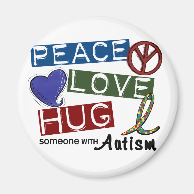 Íman Autismo PEACE AMOR HUG (Frente)