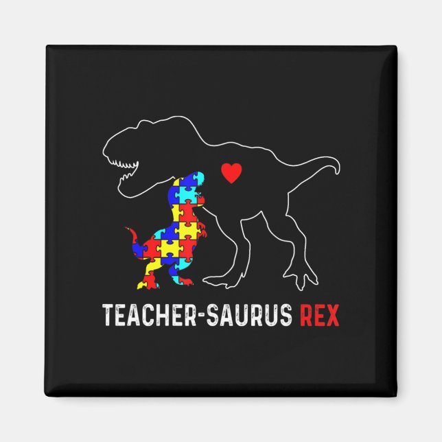 Íman Autismo Professor Dinosaur Teachersaurus Rex Aware (Frente)
