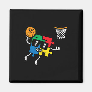 Íman Autismo Quebra-cabeça Bysketbyll Dunk Awarness Tod