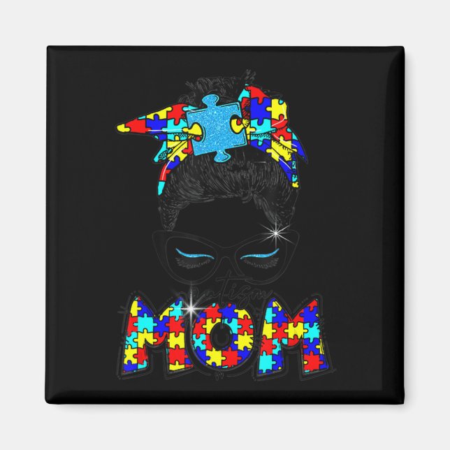 Íman Autismo Quebra-cabeça de Bun Mama Cabeça Consciênc (Frente)