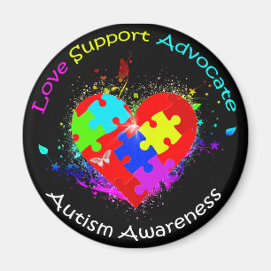 Íman Autismo Quebra-cabeça no coração