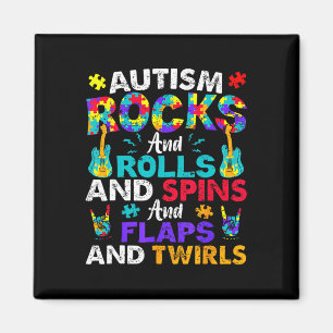 Íman Autismo Rocks Rolls Spins Flaps Conscientização Cr