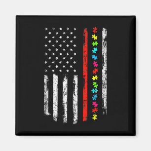 Íman Autismo Sensibilização 4 de julho Thin Red Line Fi