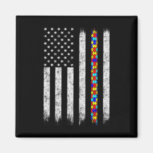 Íman Autismo Sensibilização Bandeira Americana