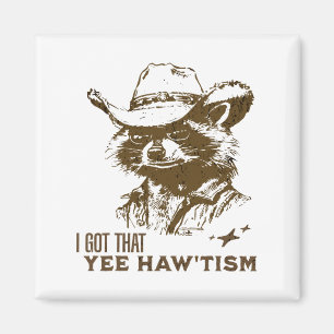 Íman Autismo Sensibilização Cowboy Raccoon Eu Tenho Aqu