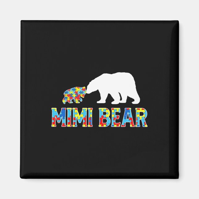 Íman Autismo Sensibilização Mimi Bear Quebra-cabeça de  (Frente)