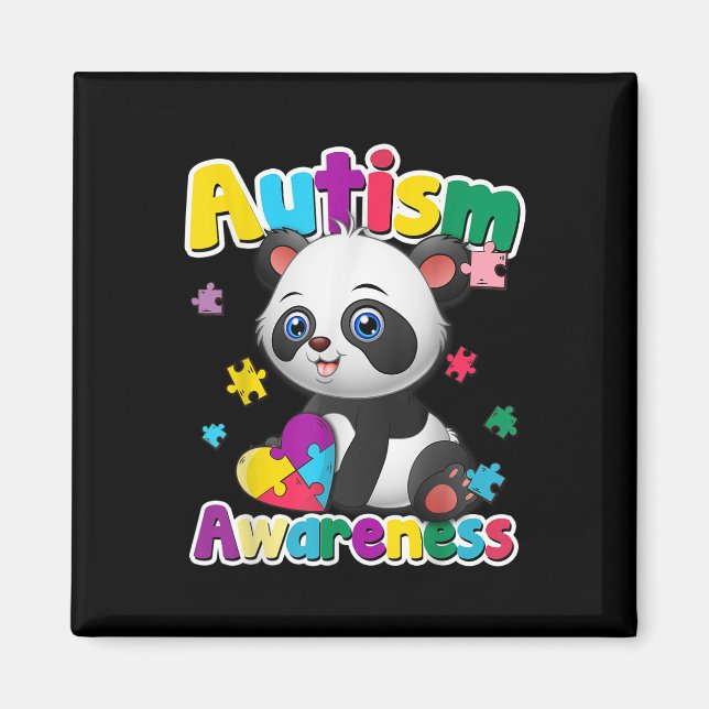 Íman Autismo Sensibilização Panda Quebra-cabeça - Peças (Frente)