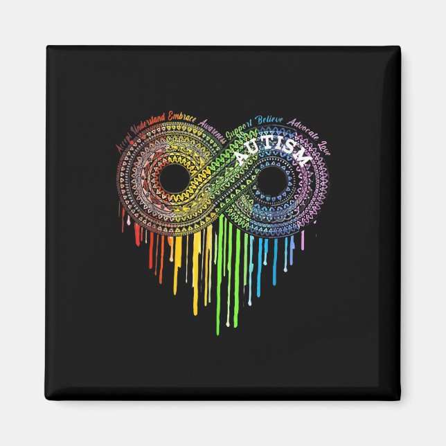 Íman Autismo Símbolo Infinito Arco Arco-Íris Sensibiliz (Frente)