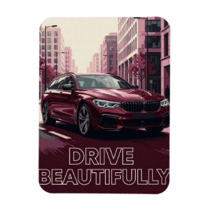 Íman 🌆 Automóvel Vermelho Noturno Urbano