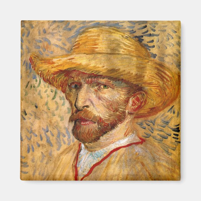Íman Autorretrato com Chapéu de Palha, Vincent Van Gogh (Frente)