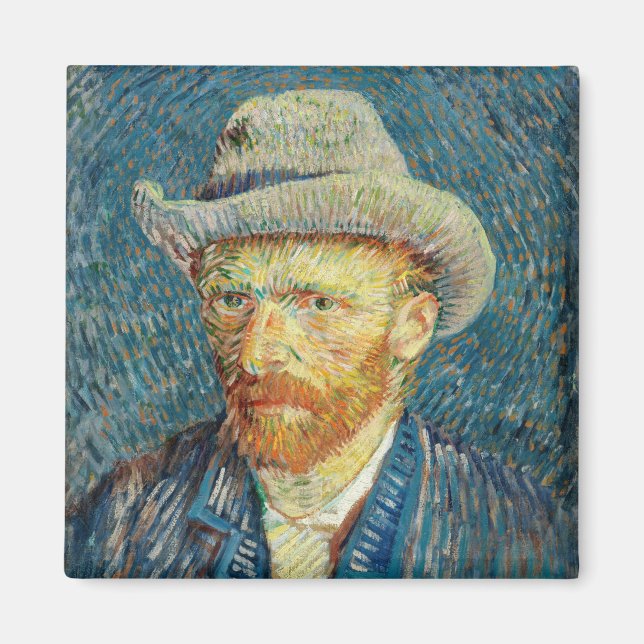 Íman Autorretrato de Vincent Van Gogh com Chapéu de Fel (Frente)