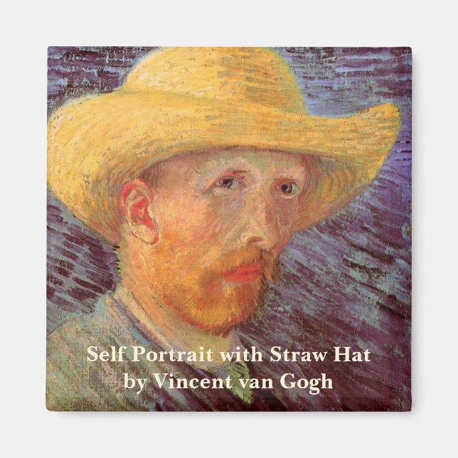 Íman Autorretrato de Vincent van Gogh com chapéu de pal (Frente)