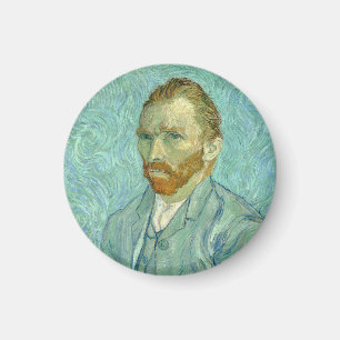 Íman Autorretrato de Vincent Van Gogh com Fundo Azul