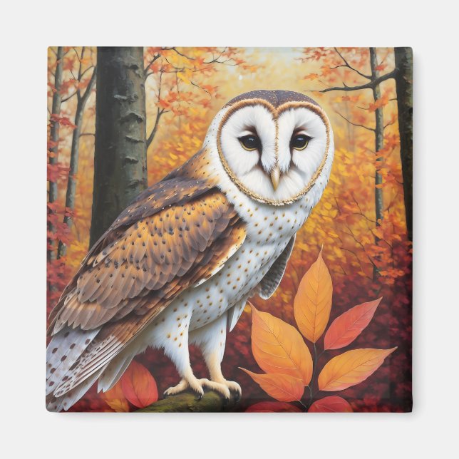 Íman Autumn Barn Owl Art (Frente)