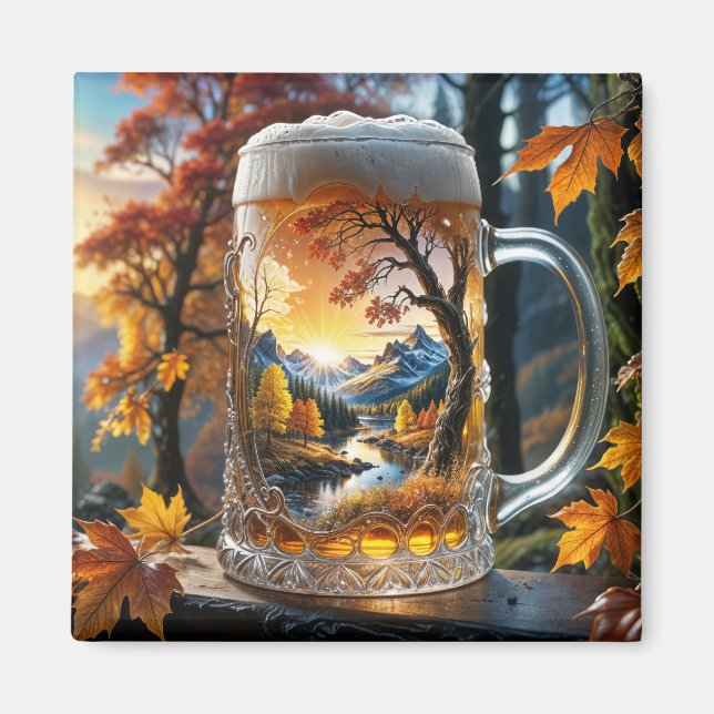 Íman Autumn Beer Mug Magnet (Frente)