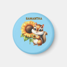 Íman Autumn Chipmunk with Sunflower | Cute Animal