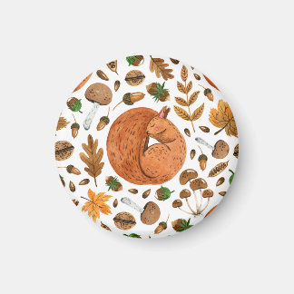 Íman Autumn Dreams: Watercolor Squirrel Haven