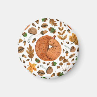 Íman Autumn Dreams: Watercolor Squirrel Haven