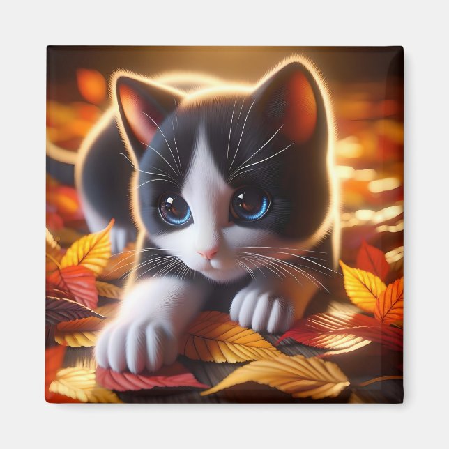 Íman Autumn Kitten Magnet (Frente)