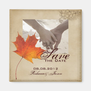 Íman Autumn Orange Fall Deixa Casamento SALVAR DATA