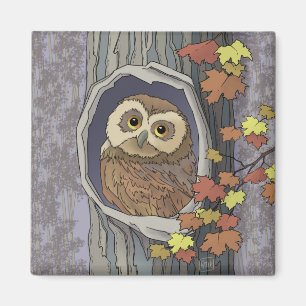 Íman Autumn Owl e Fall Colors Magnet
