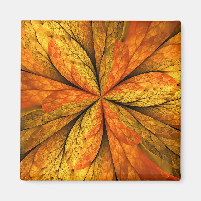 Íman Autumn Plant, Modern Abstract Fractal Art Leaf (Frente)