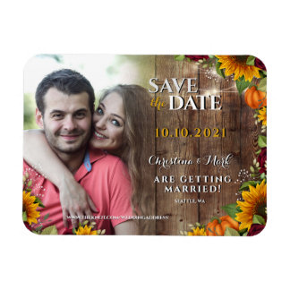 Íman Autumn Pumpkin Rustic Rosa Sunflower Photo Magnet