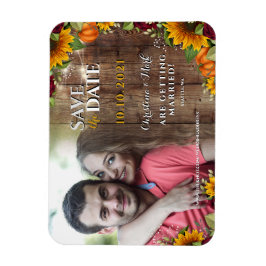 Íman Autumn Pumpkin Rustic Rosa Sunflower Photo Magnet