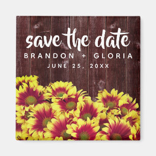 Íman Autumn Sunflower on Fence Save the Date Wedding