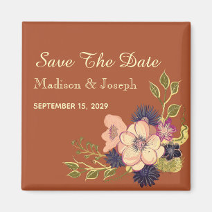 Íman Autumn Terracotta Weding Date Invitation