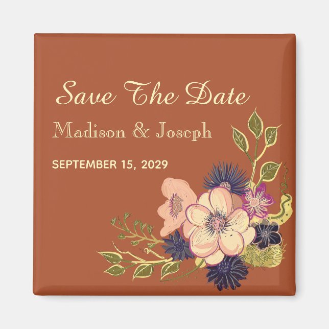 Íman Autumn Terracotta Weding Date Invitation (Frente)