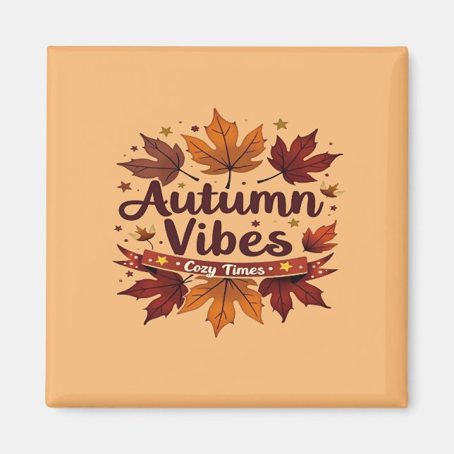 Íman Autumn Vibes Cozy Fall Foles Design (Frente)